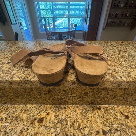 Birkenstock Papillio Sand Tan Leather Lola Sandals Wedge Heels 41 US 10-10.5 N - Picture 4 of 12